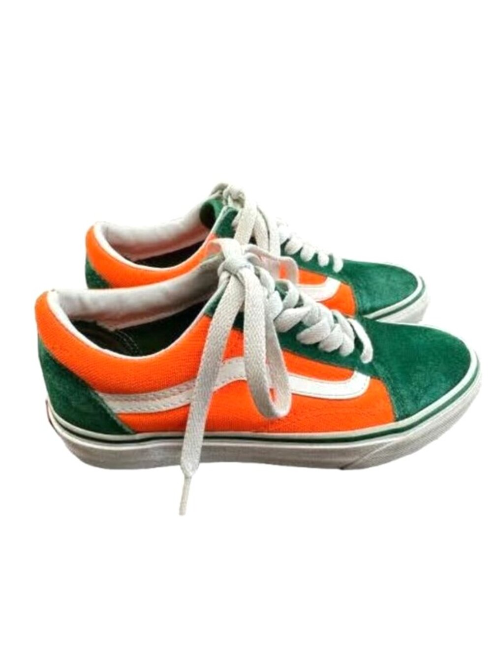 Vans Old Skool Green Orange Suede Sneakers Womens 5 Youth 3.5 Colorblock - Picture 2 of 7